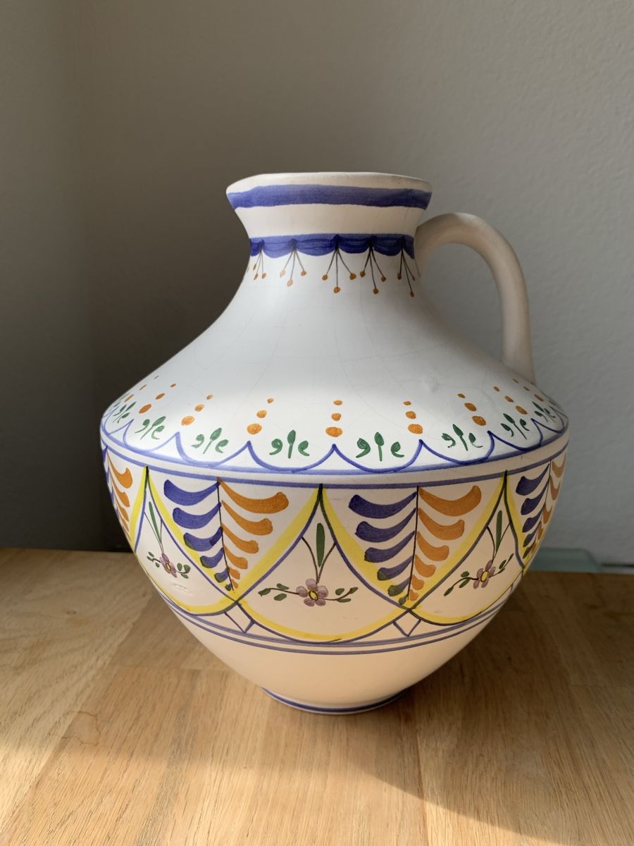 Vasi & Recipienti: Vintage Spanish Ceramic Pitcher Vase, Hand-Painted & Signed – Usato da Kriens venduto da mat_9gtt 1