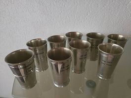 Zinn Metall Becher Set 9 Stck. 1989-1995 Veteran BSV Thal