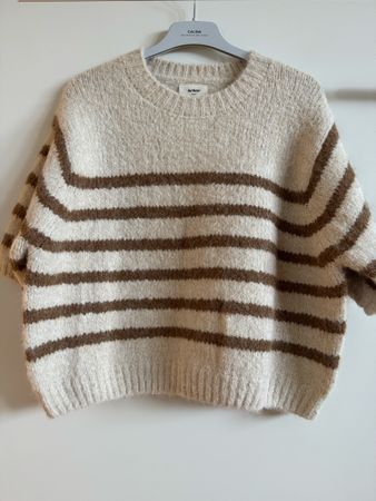 Pull Artlove rayé beige/marron, taille M, neuf
