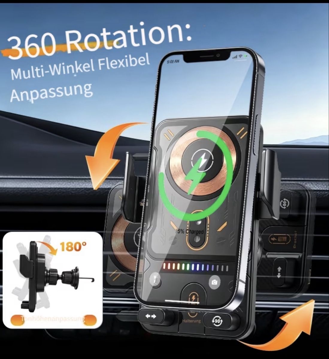 Halterungen: Auto Handyhalterung Qi Ladefunktion neu – Neu und originalverpackt aus Kloten von digi-Galaxy 6