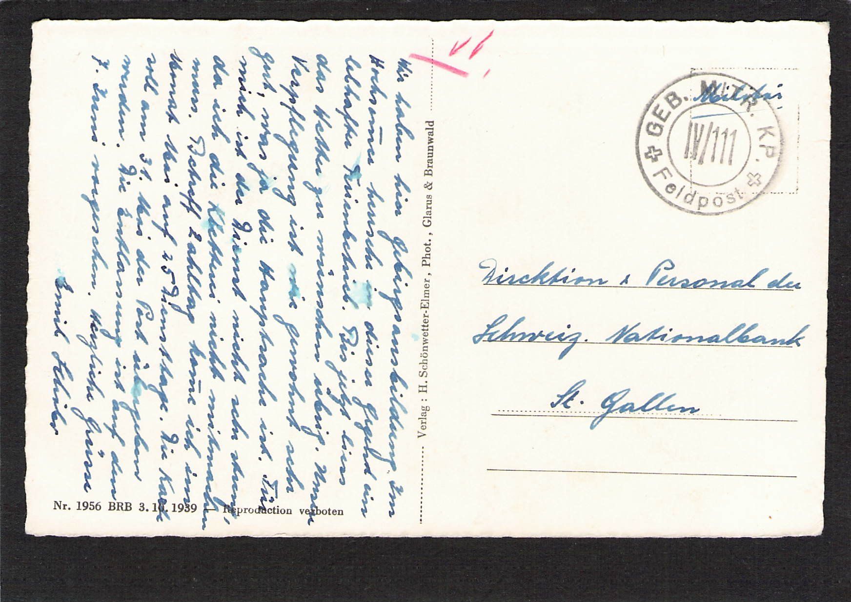 Cartoline postali: .Matt GL , gel. Feldpost – Usato da Reichenburg venduto da Pipo-67 1