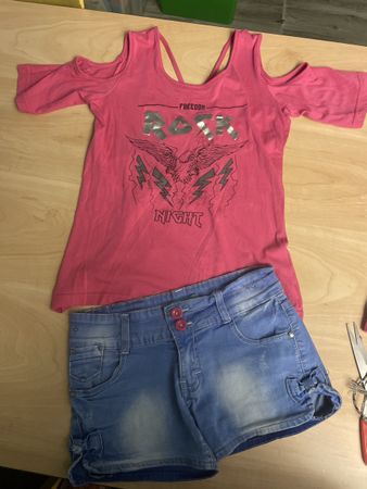 Sommer Set: T-Shirt & Jeans Short Gr.152