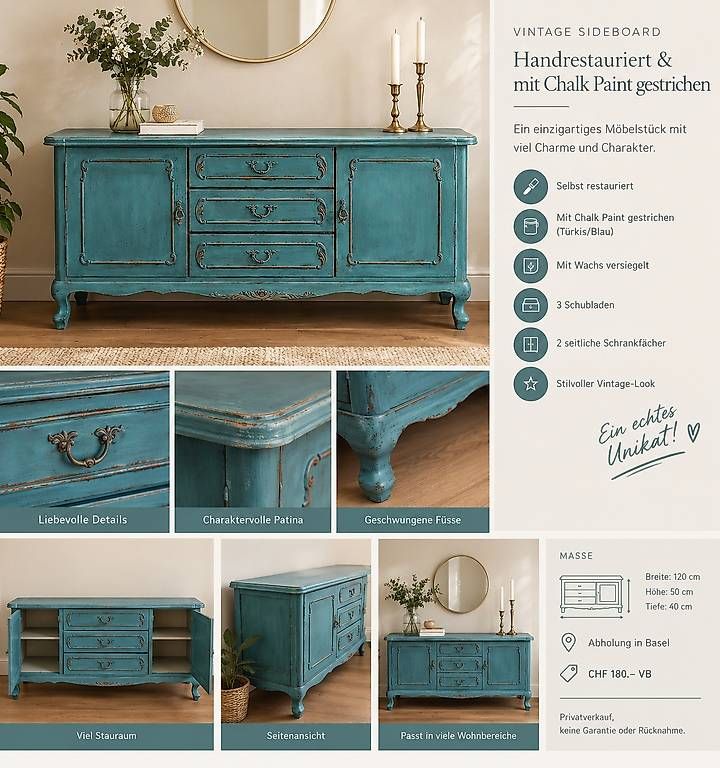 Holzartikel: Vintage Sideboard 120 cm – Gebraucht aus Basel von Furnitina