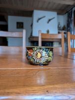 Swiss Folk Pottery Bowl: Brown Floral Motif, Rustic Decor