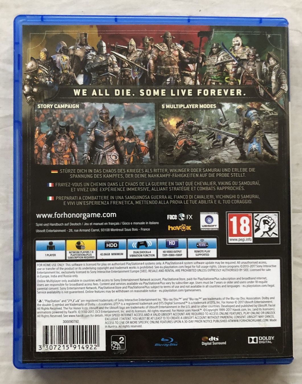 Spiele: PS4 - FOR HONOR – Gebraucht aus Schaffhausen von durruti 2