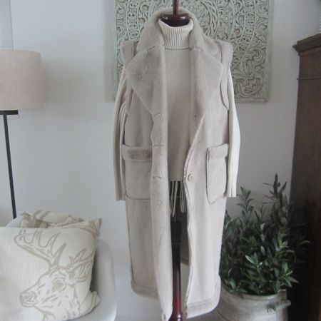 Rinascimento edel Kunstfell Gilet-Mantel Weste M taupe