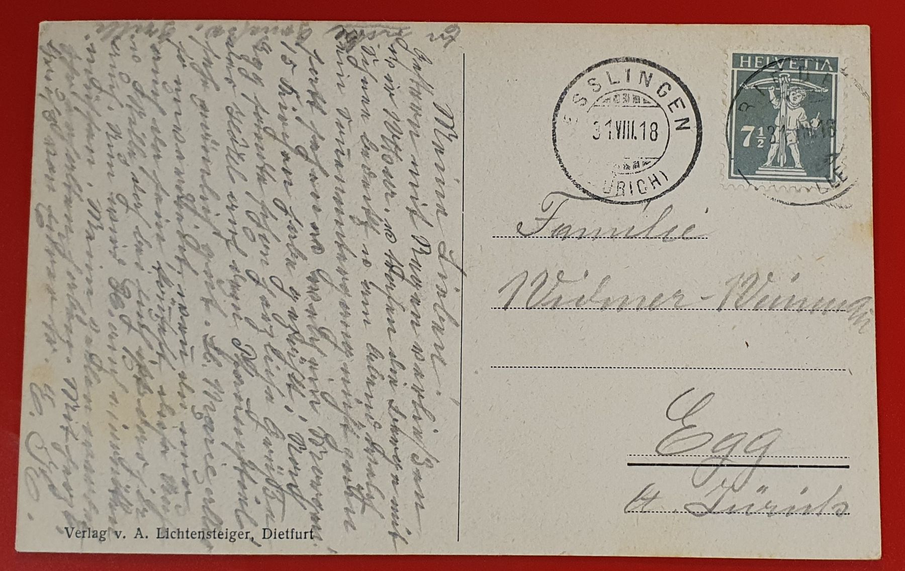 Cartoline postali: Gruss aus Rieden SG 1918 – Usato da Kreuzlingen venduto da Rschweiz1 1