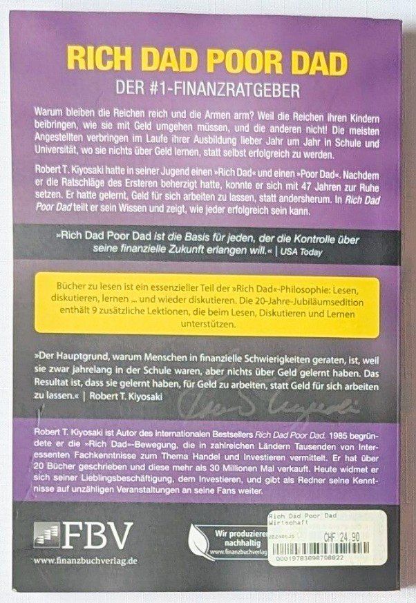 Libri: Rich Dad Poor Dad - Robert T. Kiyosaki – Nuovo (secondo la descrizione) da Wängi venduto da ABIZONE-86 1