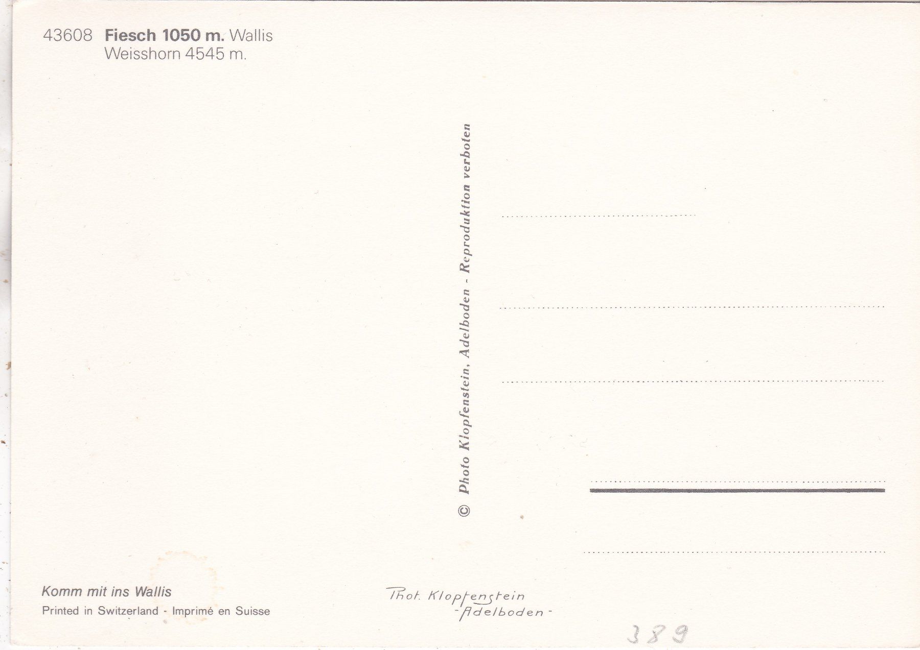 Cartoline postali: Fiesch – Usato da Herisau venduto da Lisegrat2008 1