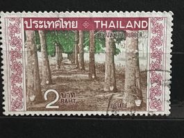 Briefmarke Thailand 2 Baht Kautschu gebrauchter Zustand