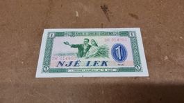 Albanien 1 Lek, Jahr 1976, Banknote, Top