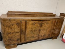 Antiker Art Deco Buffet Schrank Nussbaum, Marmorplatte