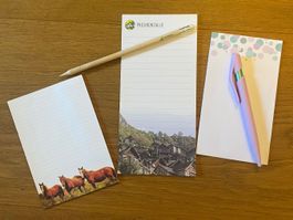 3 Schreibblöcke / Notizzettel mit Bleistift + Kugelschreiber