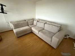Grosses Ecksofa hellgrau, modular