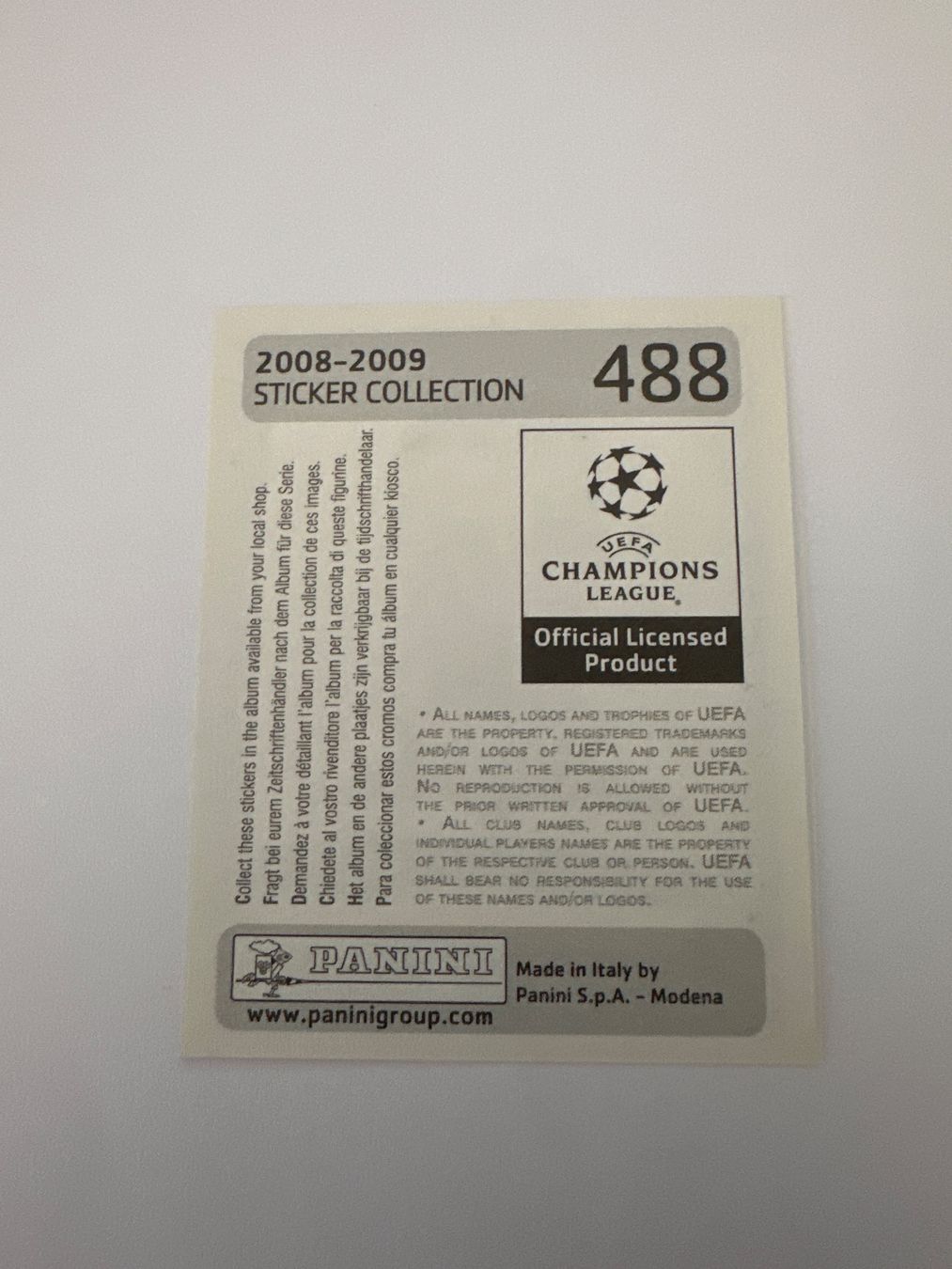 Panini Cartes à collectionner: Panini UEFA Champions League 2008-2009 - Nr. 488 – D'occasion à Sulz AG par DealWerk 1