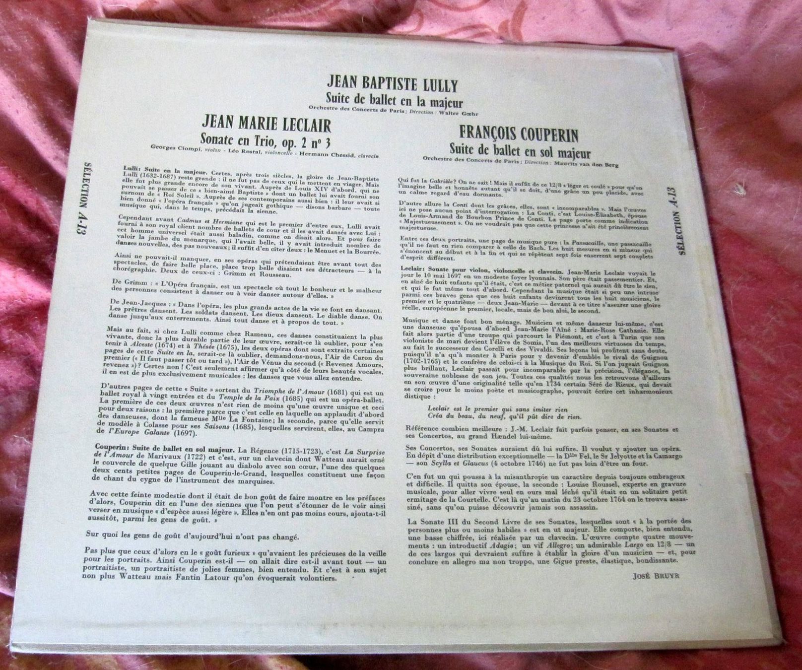 Dischi in vinile: Lully Couperin Leclair Suite de Ballet 1954 Édition Limitée – Usato da Genève venduto da Cockattoo 4