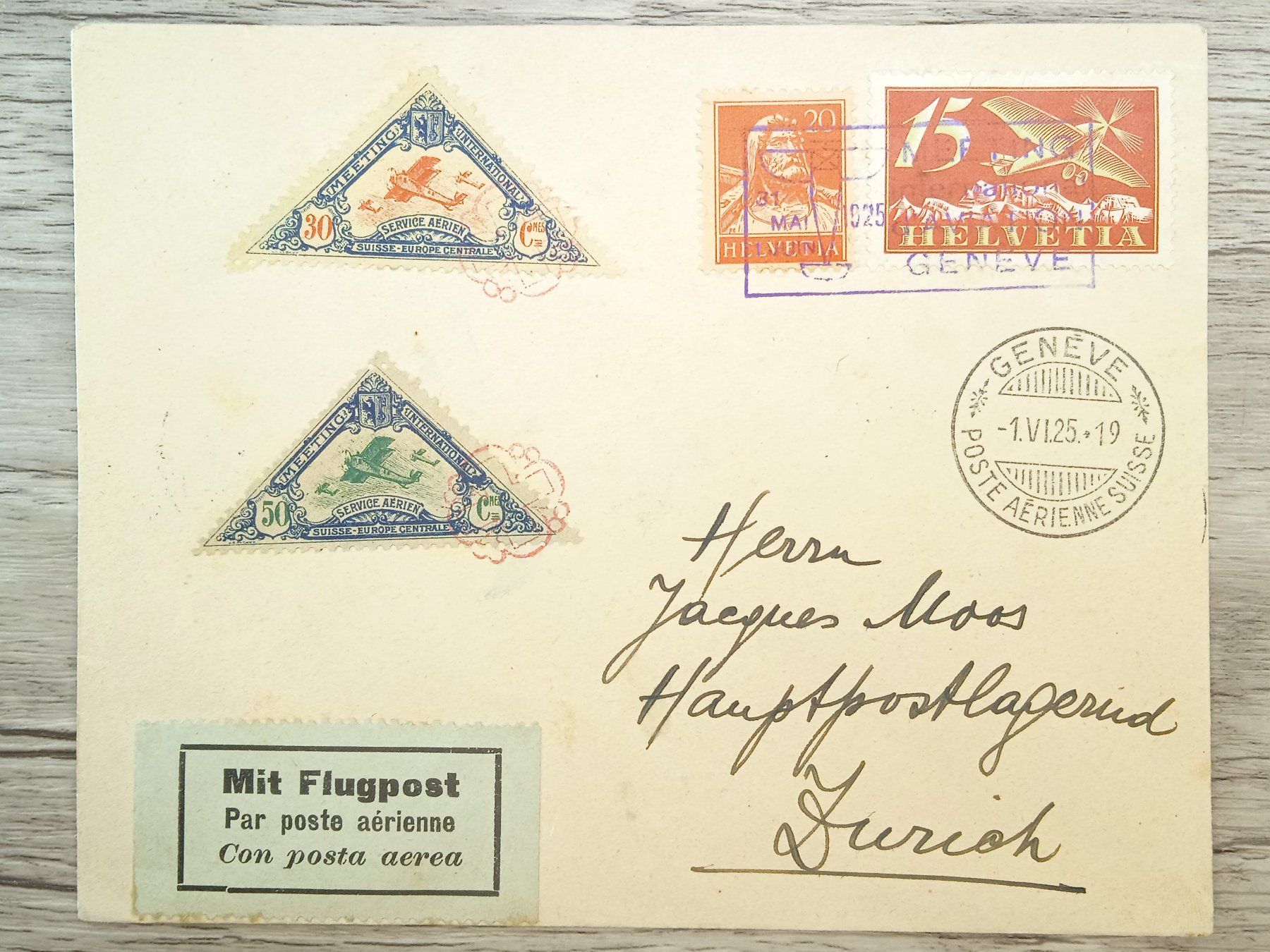 Tutti i francobolli: TR66 Enveloppe + Timbre Suisse 1925 – Usato da Cousset venduto da Patrick_Collections