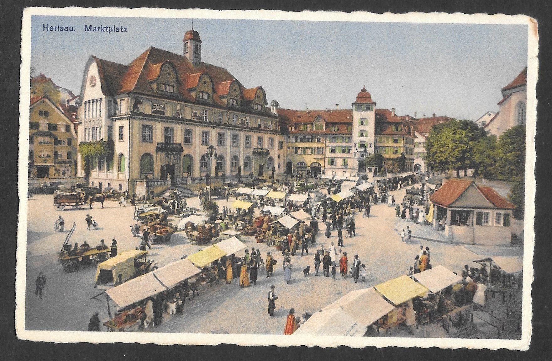 Ansichtskarten: Herisau Marktplatz Werbung Erwin Bischoff Wil – Gebraucht aus Olten von clotaldi