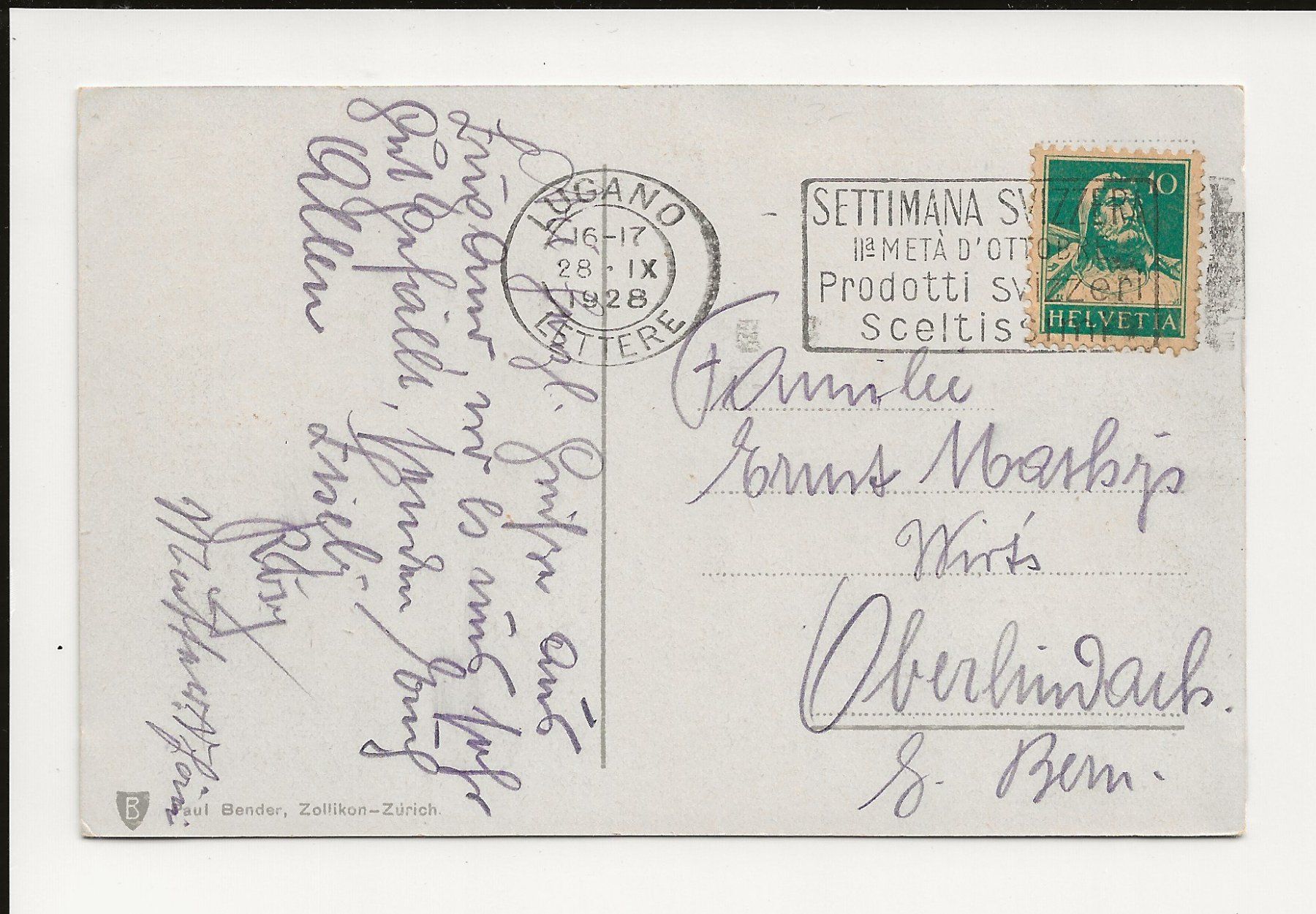 Cartoline postali: AK 1928 Lugano Wilhelm Tell Statue – Usato da Greifensee venduto da 315WDO 1