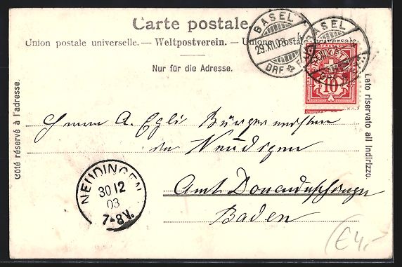 Cartoline postali: AK Basel, Münster mit Pfalz, 1903 – Usato da Berlin venduto da bartko-reher 1