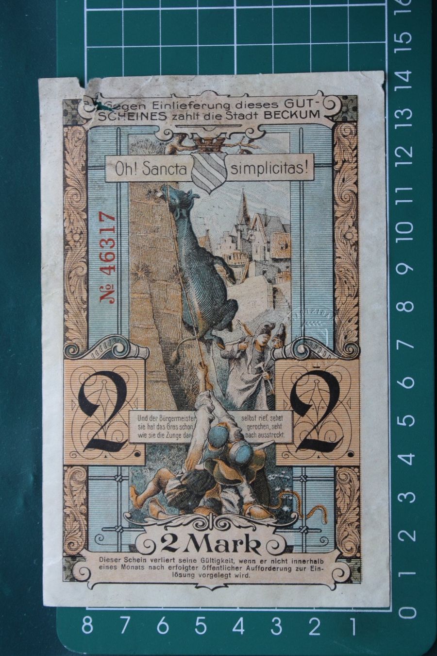 Banknoten: currency voucher germany beckum 2 mark 1918 – Gebraucht aus Laupen BE von Gufi57 1
