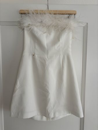 Poema White Feather Dress, Size 38
