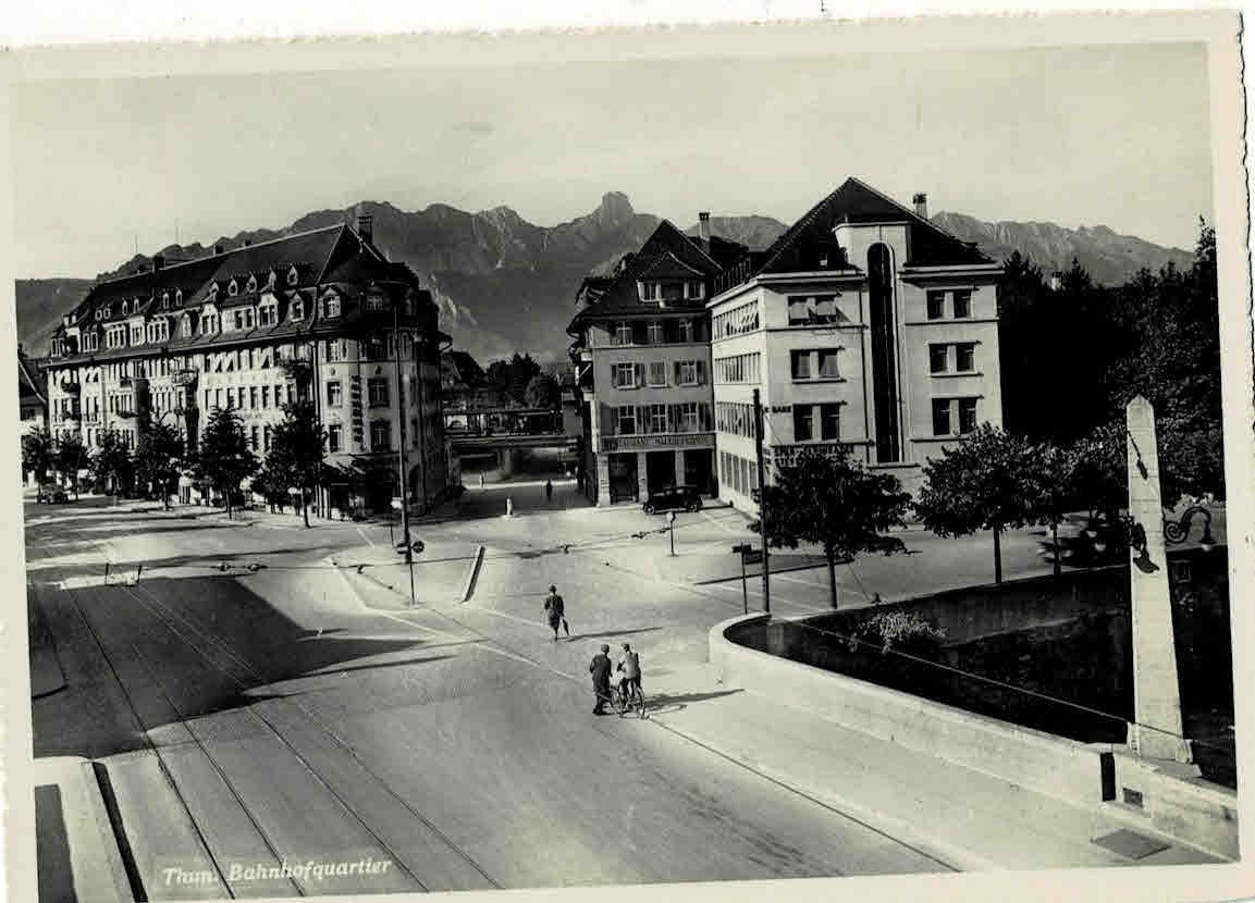 Ansichtskarten: Thun Bahnhofquarteir belebt – Gebraucht aus Sulz AG von Oberdanne8