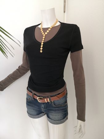 🤩2 STK: LANGARM T-SHIRT OLIVGRÜN & T-SHIRT SCHWARZ