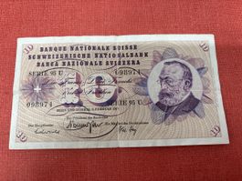 Schweizer 10-Franken-Note, 1974, Serie 95U – Sammlerstück