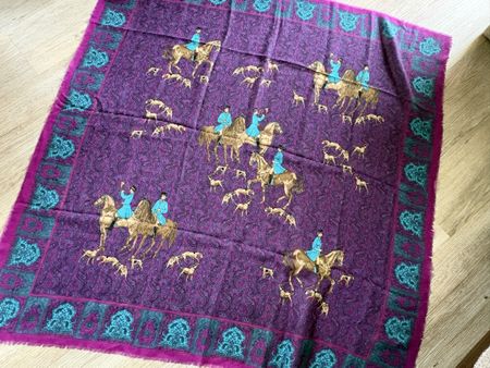 Grand foulard 115x115cm  - motif chasse - Jagdmotiv Vintage