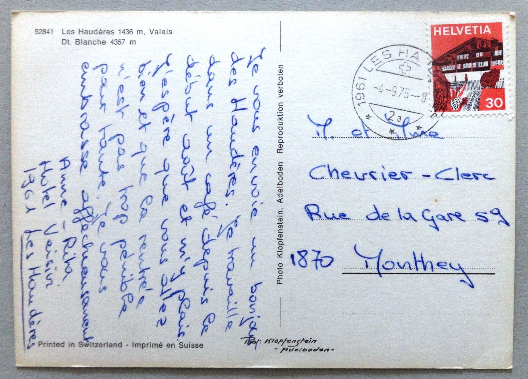 Cartoline postali: Les Haudères 1436 m – Usato da Fétigny venduto da Billy2miny 1