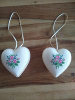 Handmade Cross Stitch Heart Decoration Shabby Chic