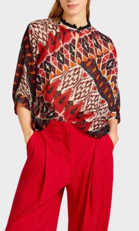Marc Cain bunte Bluse aus Viskose Gr. 40 gemustert rot