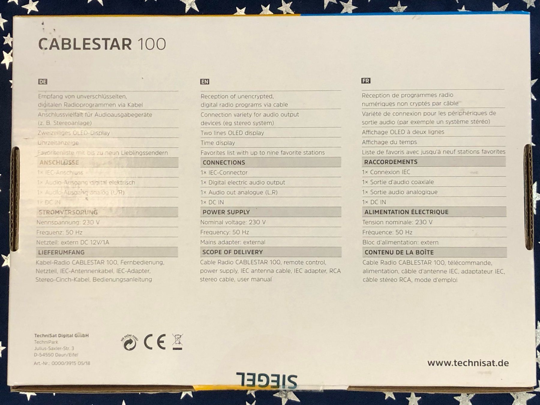 Technisat Radios: Cablestar 100 Technisat Digital Cable-Radio – Neuf avec emballage d'origine à Neerach par Arbimus 5