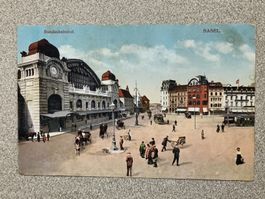 Alte PK / Basel - Bundesbahnhof Gelaufen 1922