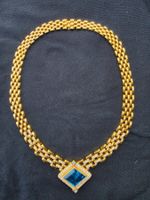 Collier 18K Gelbgold 148.7g mit Diamant Edelstein rein blau