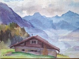 Aquarell Ferdinand Meyer-Streiff Ennetberge Kärpf GL 1930