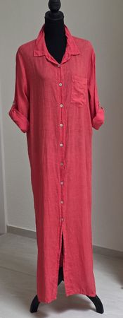 Leinenkleid Gr. M rot, leichte Baumwolle, Maxikleid