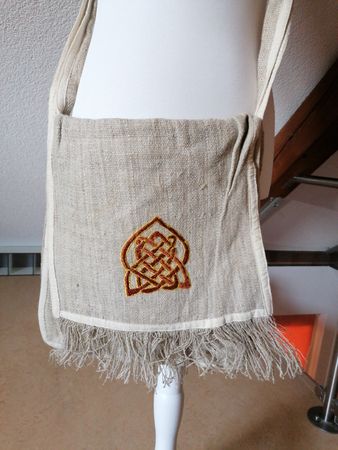 Hanftasche, Umhängetasche, Nepal, bestickt, Fransen, neu