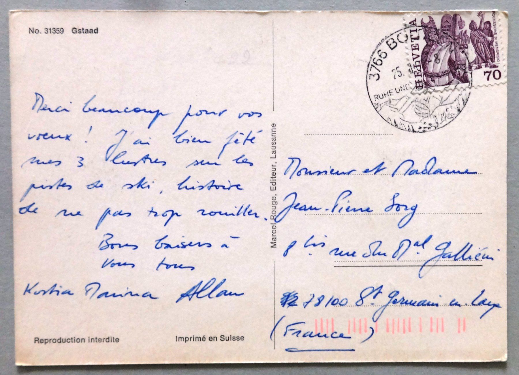 Cartoline postali: Gstaad – Difettoso da Fétigny venduto da Billy2miny 1