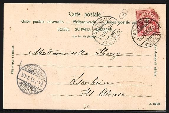 Ansichtskarten: AK Solothurn, Einsiedelei, 1905 – Gebraucht aus Berlin von bartko-reher 1