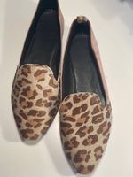 Damen Leder-Loafer mit Fell-Animalprint Grösse 36.5
