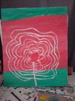 Acrylbild Blume auf Leinwand rot grün weiss