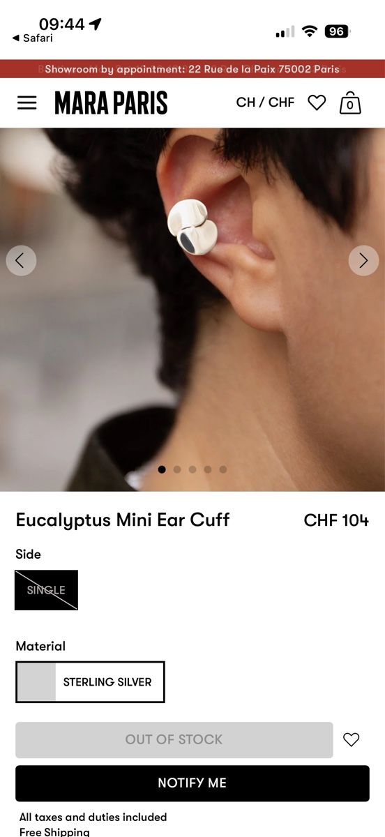 Orecchini pendenti & Orecchini a lobo: Mara Paris Eucalyptus Mini Ear Cuff Sterling Silver – Usato da Zürich venduto da muelv 2