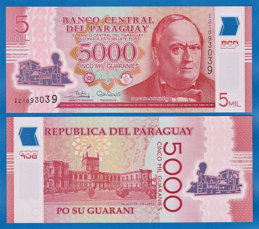 Paraguay 20000 Guaran&iacute;es 2015 Pick 238b Serie G Sc Unc - NUMISM&Aacute;TICA LA