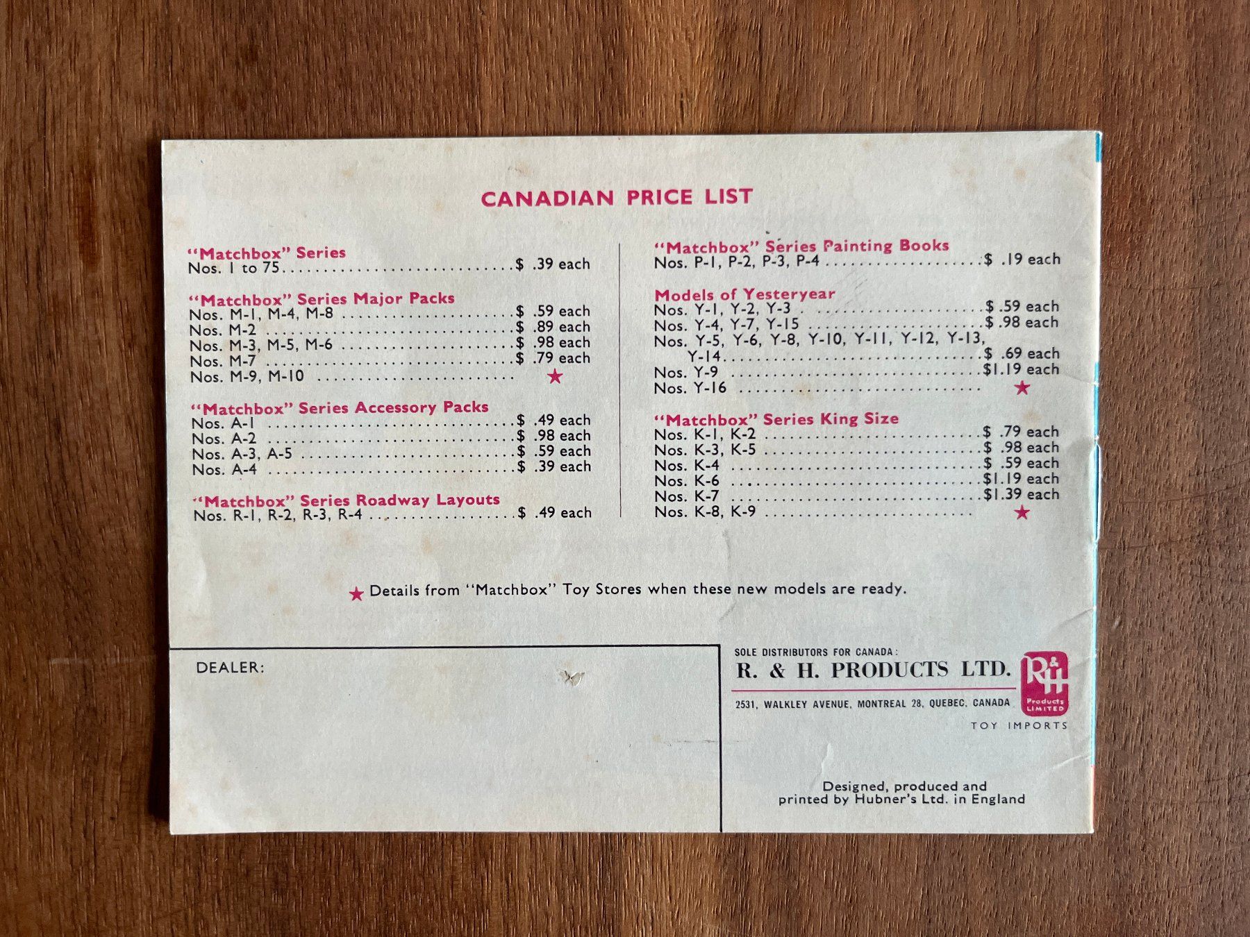 Matchbox Modellini d'auto: Matchbox Pocket Catalogue 1962 Canada – Usato da Zofingen venduto da Trukli58 1