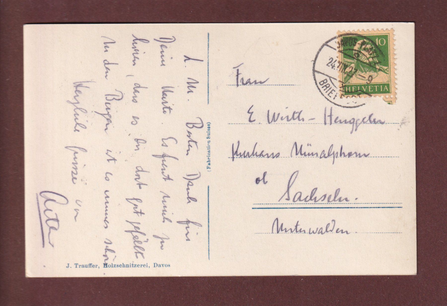 Cartes postales: DAVOS - 1927 – D'occasion à Pully par nicecards 1