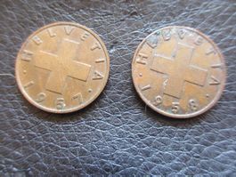 alte 2 Rappen Jahrgang 1957 und 1958