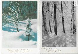 2 AK Neujahrskarten - Winterwald