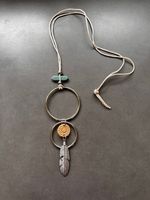 Feder-Halskette  Boho-Stil - FABRIKNEU